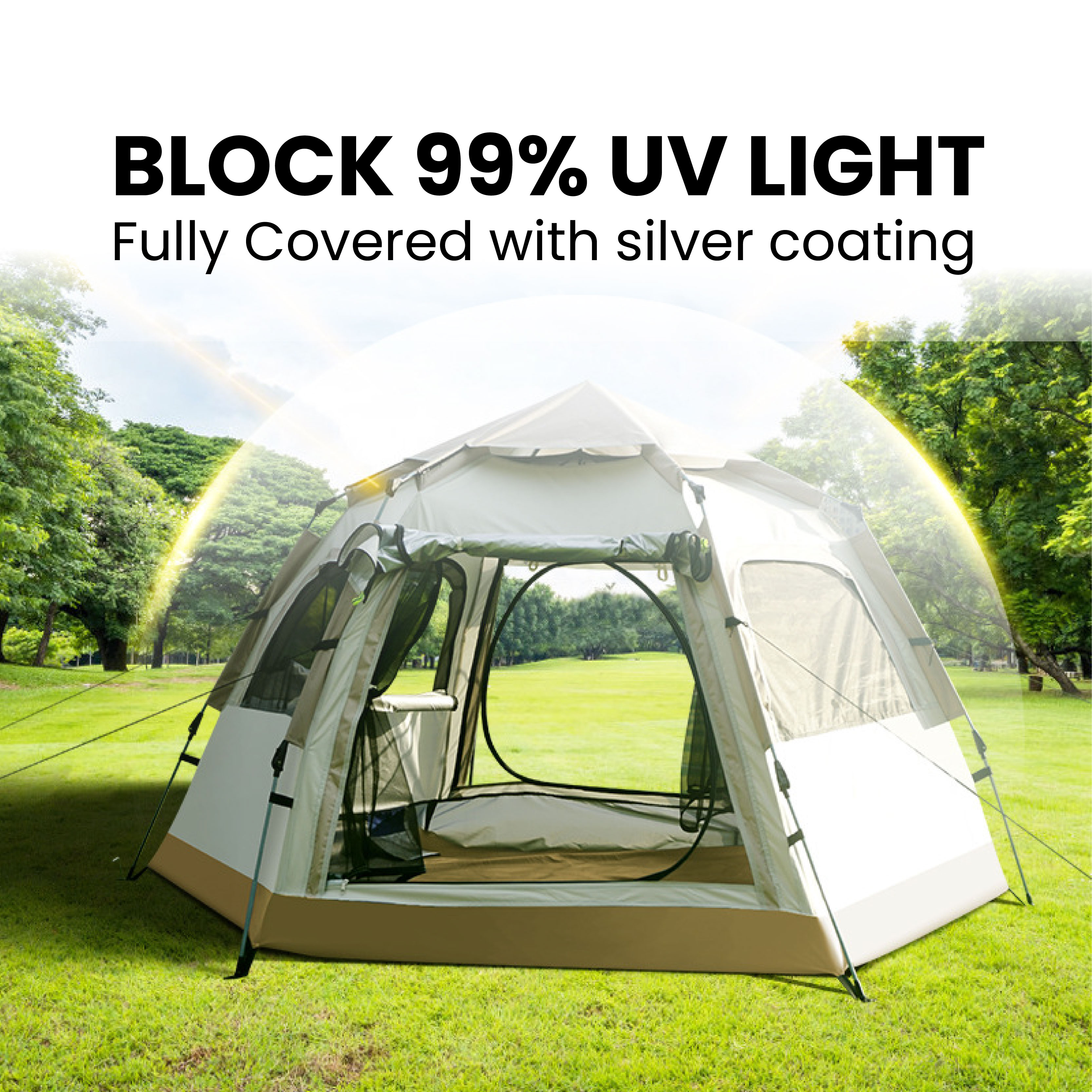 JDEX HEXA Family Tent Automatic 2 Door 4 Window Khemah Camping ...