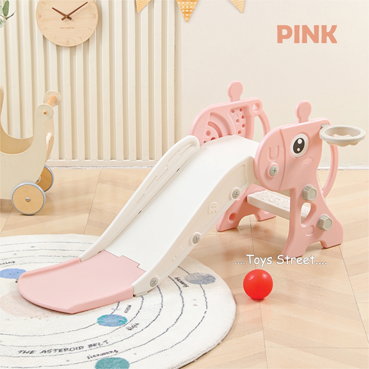 TOYS STREET (TS2321) GENKI SILLY GIRAFFE SLIDE with Basketball Ring ...
