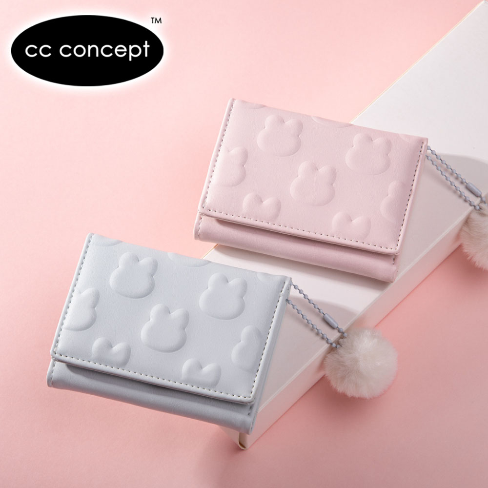CC CONCEPT Women Bunny Purse Wallet Trifold Card Holder Furball Pouch ...