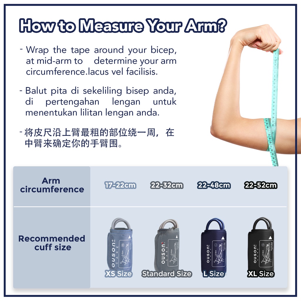 Ouson Digital Blood Pressure And Heart Beat Monitor Arm Cuff Lcd ...