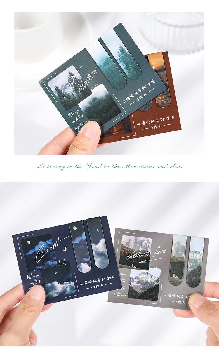 Whitespace 2pcs Scenery Magnet Bookmark Magnetic Booktab Label Clip ...
