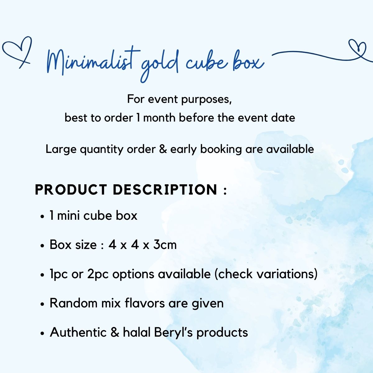 (5boxes) Beryl's Gold Cube Chocolate Doorgift - Coklat Halal Wedding ...
