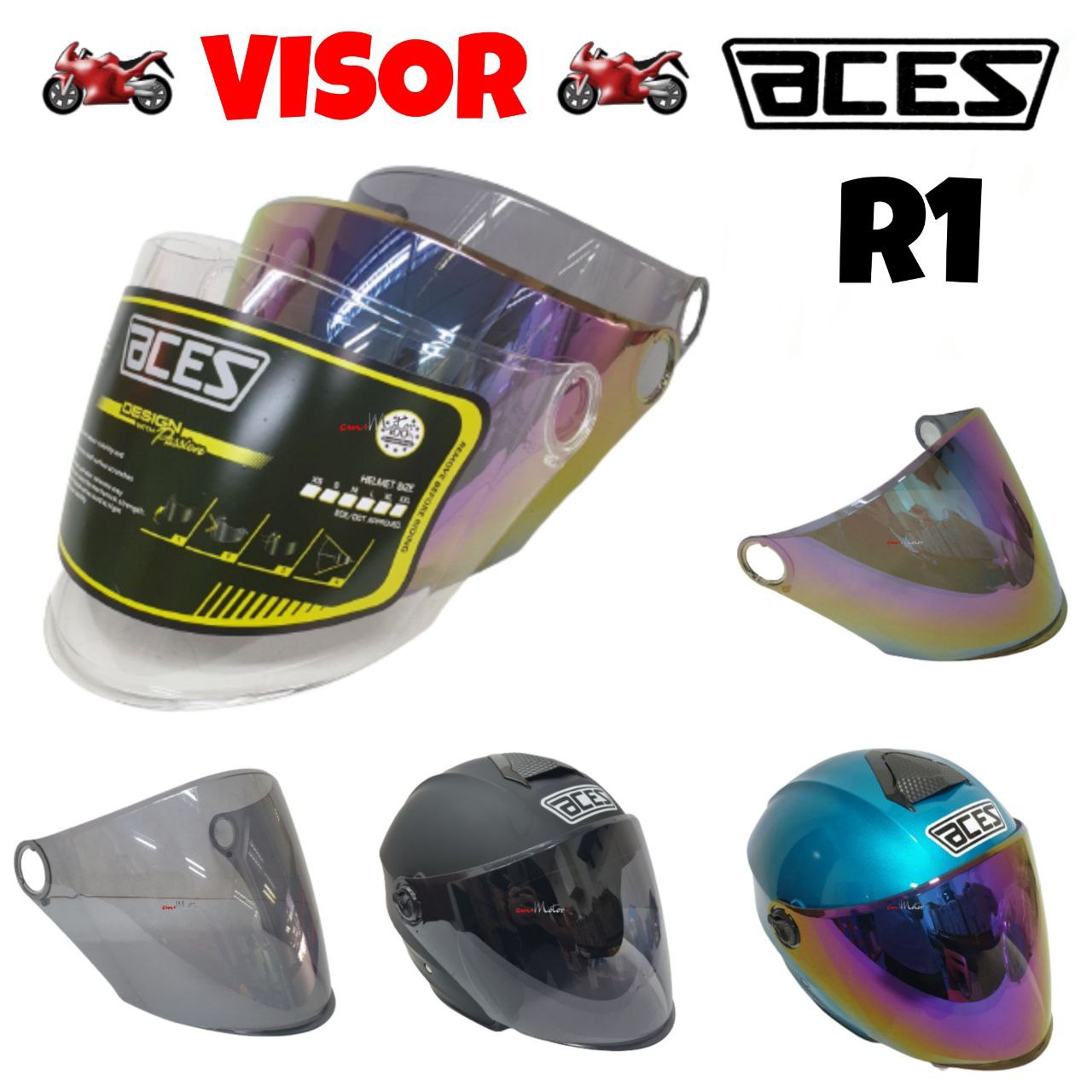 ACES R1 Motorcycle Helmet Open Face Original SIRIM With Visor Clear ...
