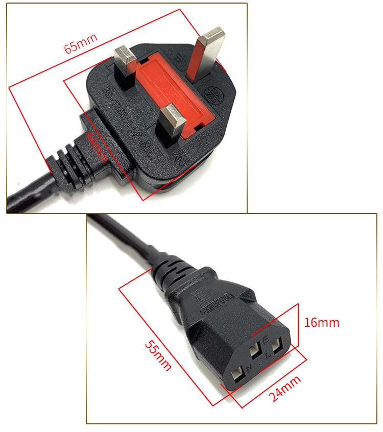 Gadgetsonic UK 3-Pin 250V Power Cord Cable For PC Laptop Notebook LCD ...