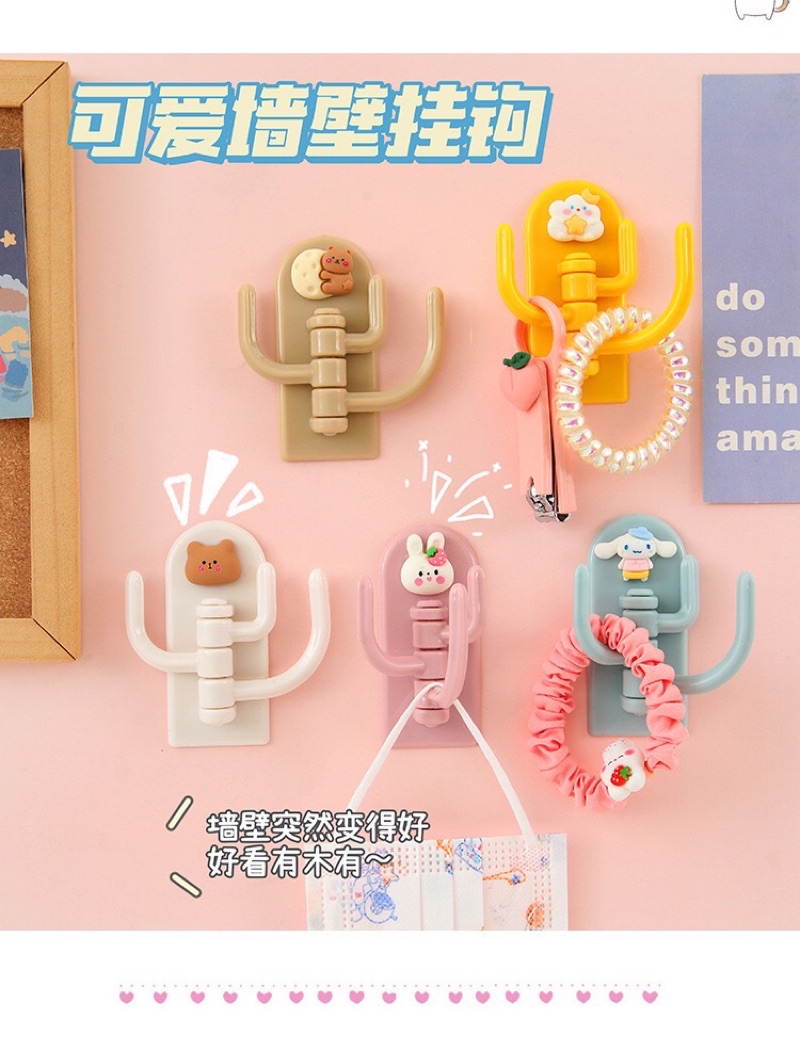 Cartoon Hook hanger stick on wall transparent hanger penyangkut baju ...