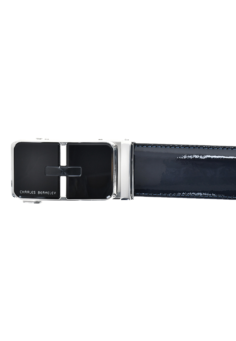 Charles Berkeley Men's Belt Made In Italy Glossy Patent Leather Chrome ...