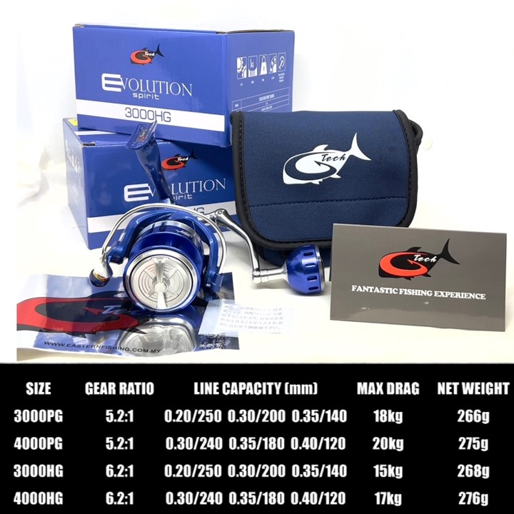 GTECH EVOLUTION SPIRIT SPINNING REEL Reel 3000 4000 HG-Power Handle ,1 ...