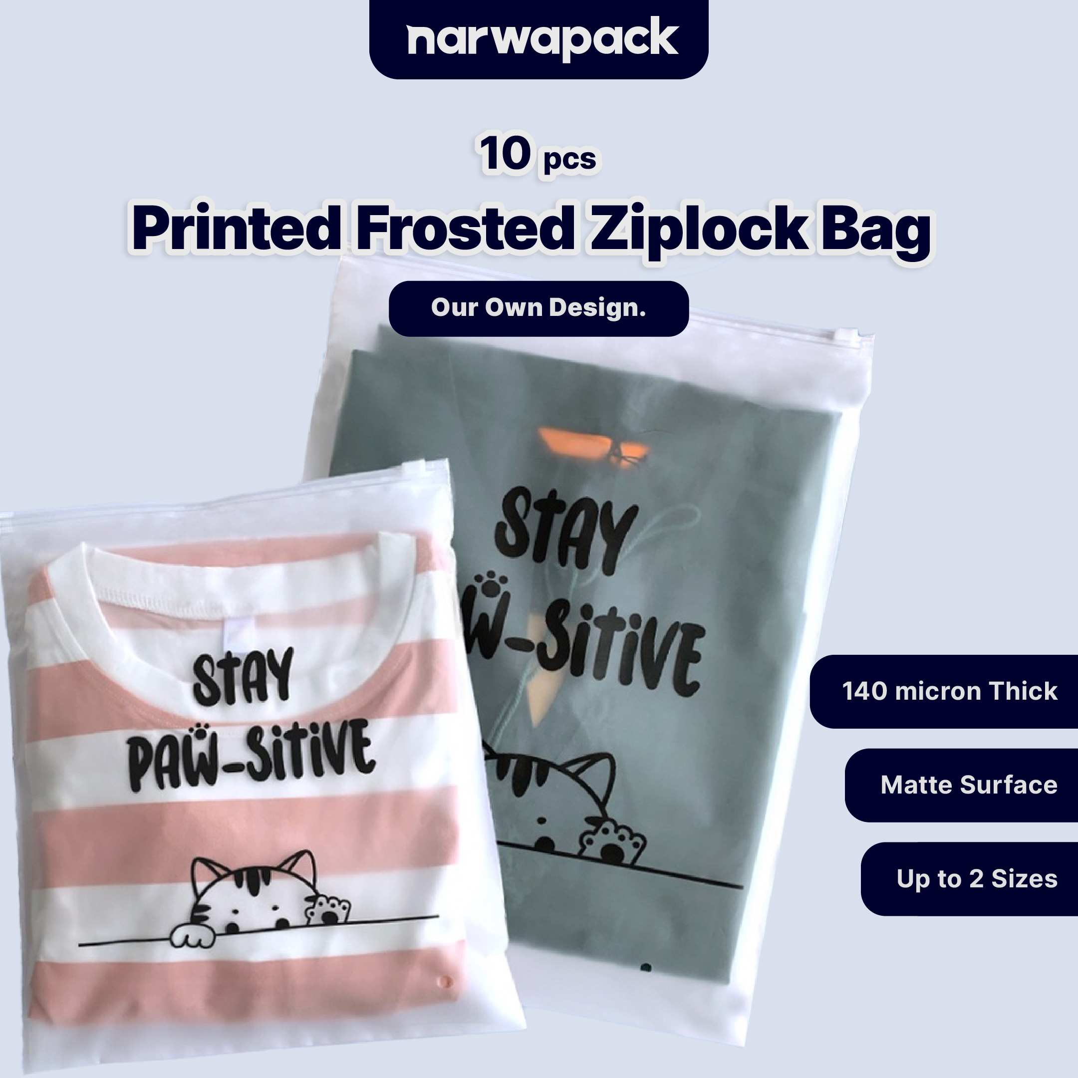 Narwapack Zip Lock Bag 10pcs Stay Pawsitive Matte Resealable Plastic  Travel Pack Zipper Bag