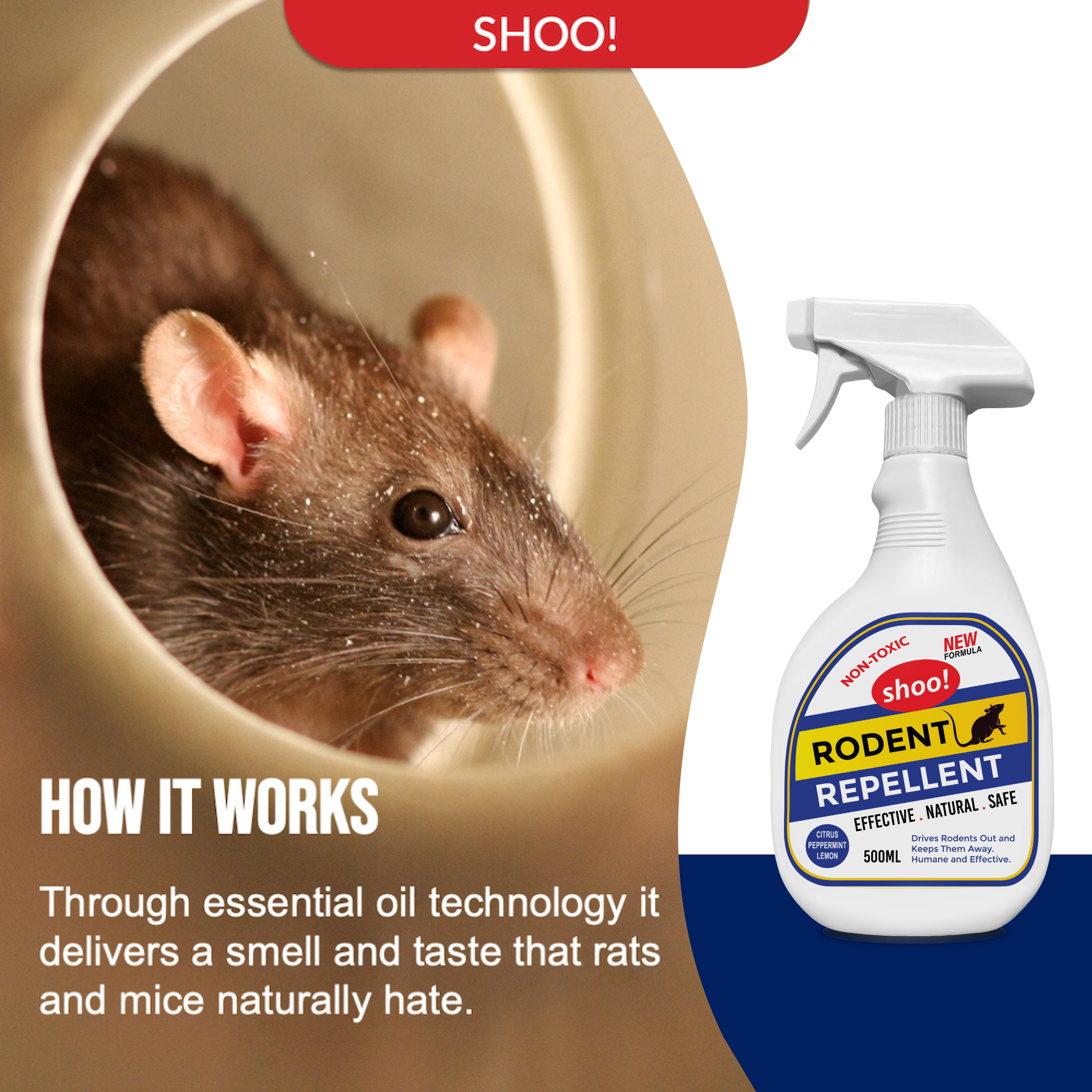 Shoo! Rodent Rat & Mouse Repellent Spray - 500ML | Shopee Malaysia