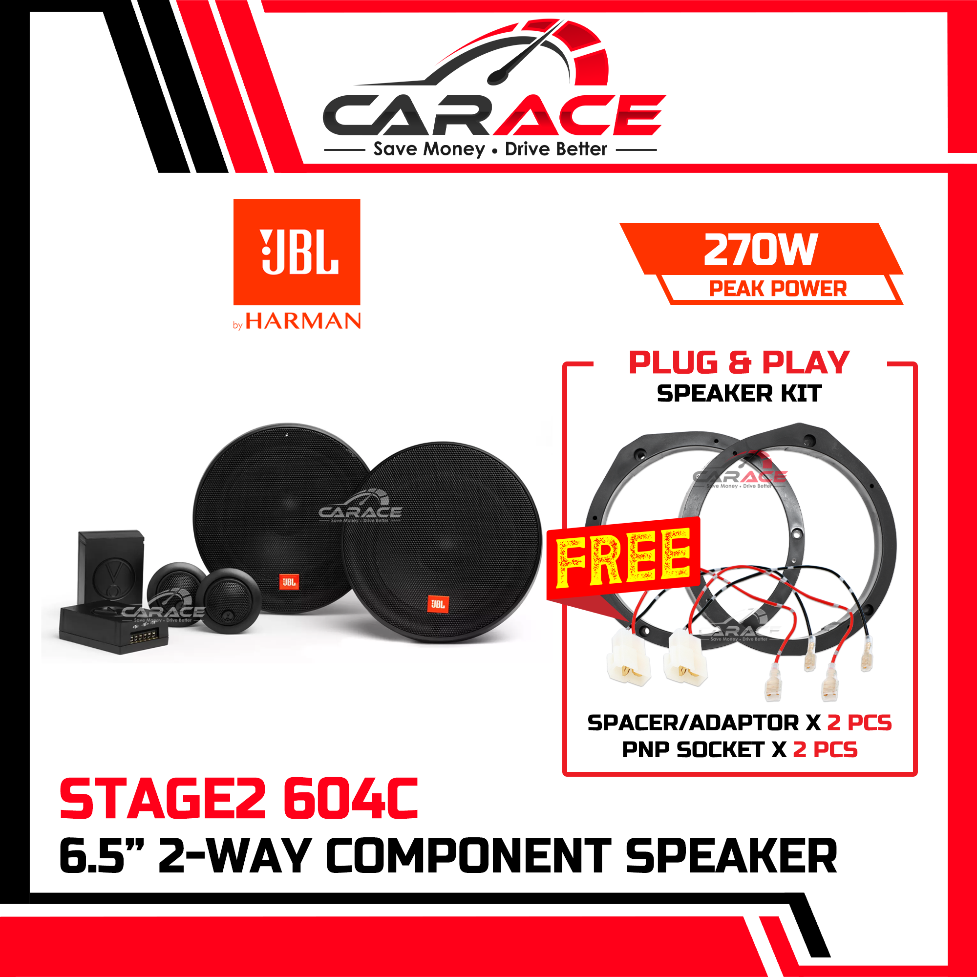 JBL Speaker Plug and Play Speaker PNP Front Rear Door 6 inch Speaker