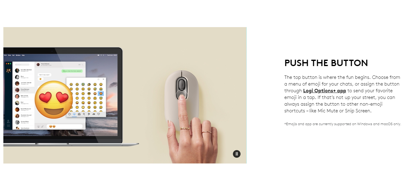 LOGITECH POP MOUSE WIRELESS CUSTOMIZABLE EMOJIS / SILENT TOUCH ...