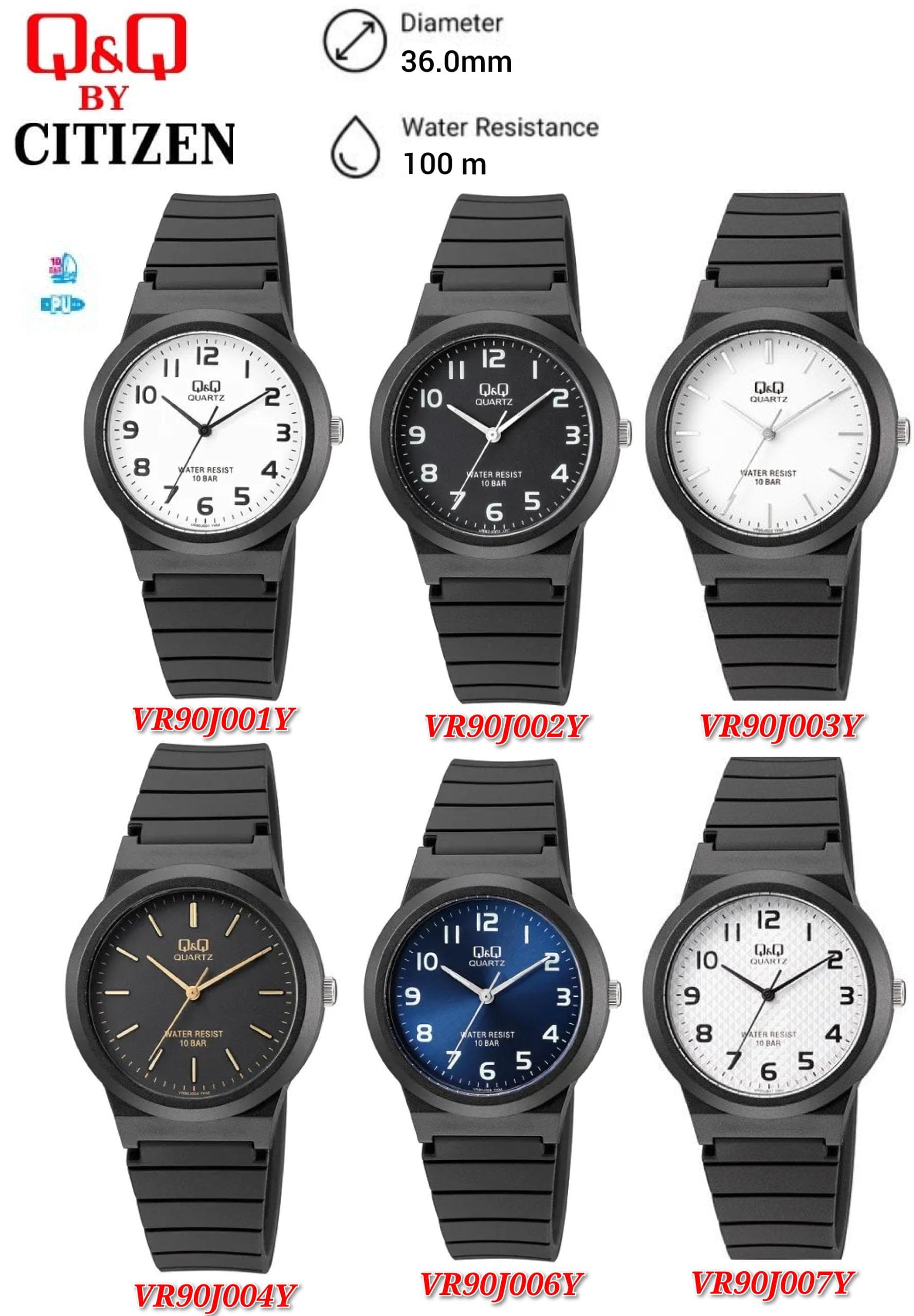 Q&Q Japan by Citizen Men's Resin Analogue Watch VR90 | Shopee Malaysia