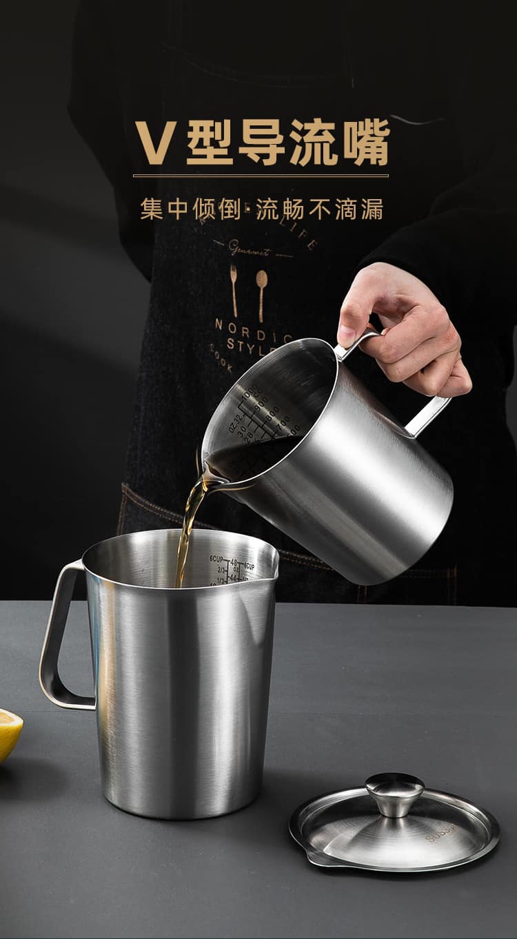 Stainless Steel Measuring Jug Volume Cup Pitcher Milk Frothing Coffee ...