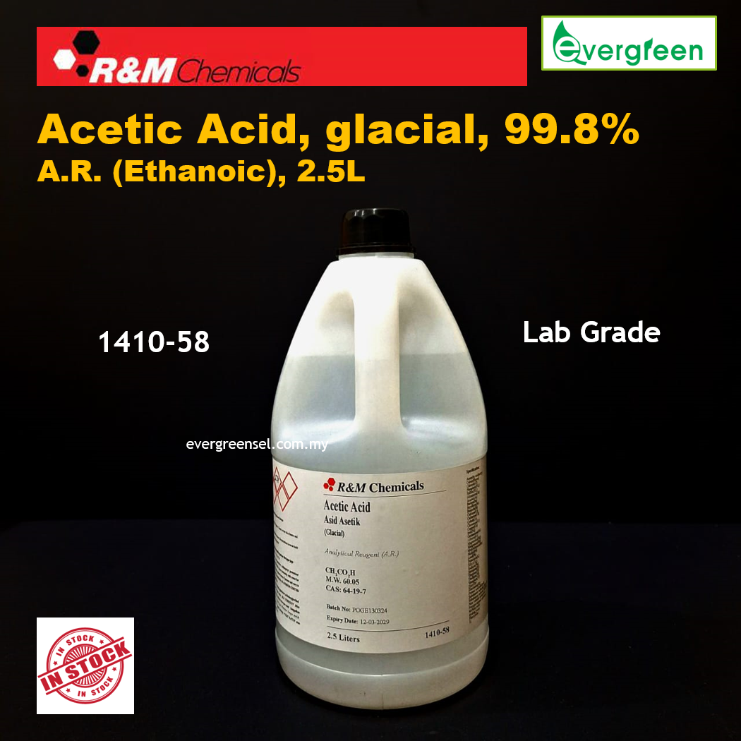 Acetic Acid Glacial 99 8 A R Ethanoic Acid 2 5L Shopee Malaysia