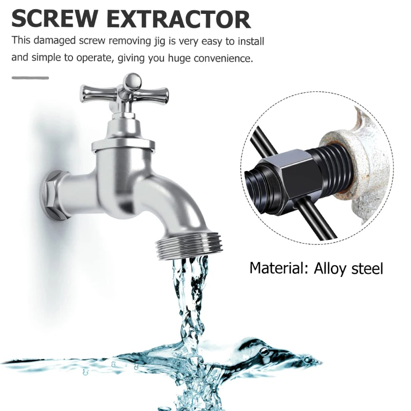 Broken Faucet Valve Screw Extractor Set Pipe Remover Tools Damaged Wire ...