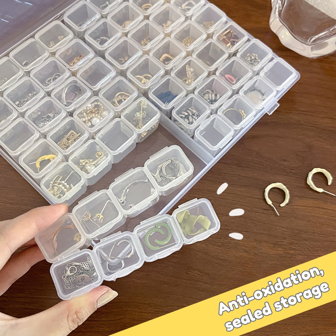 56 Plastic Transparent Organizer Box Storage Containers Ring Earrings ...