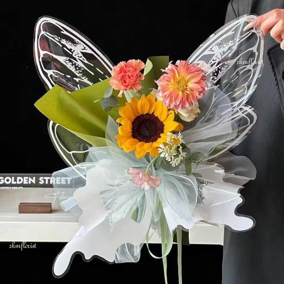 BUTTERFLY WING Waterproof Flower Wrapping Paper Bouquet Gift Florist ...