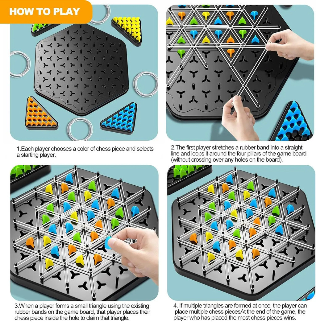 Multiplayer Geometry Triangle Puzzle Chess Board Game Family Kids ...