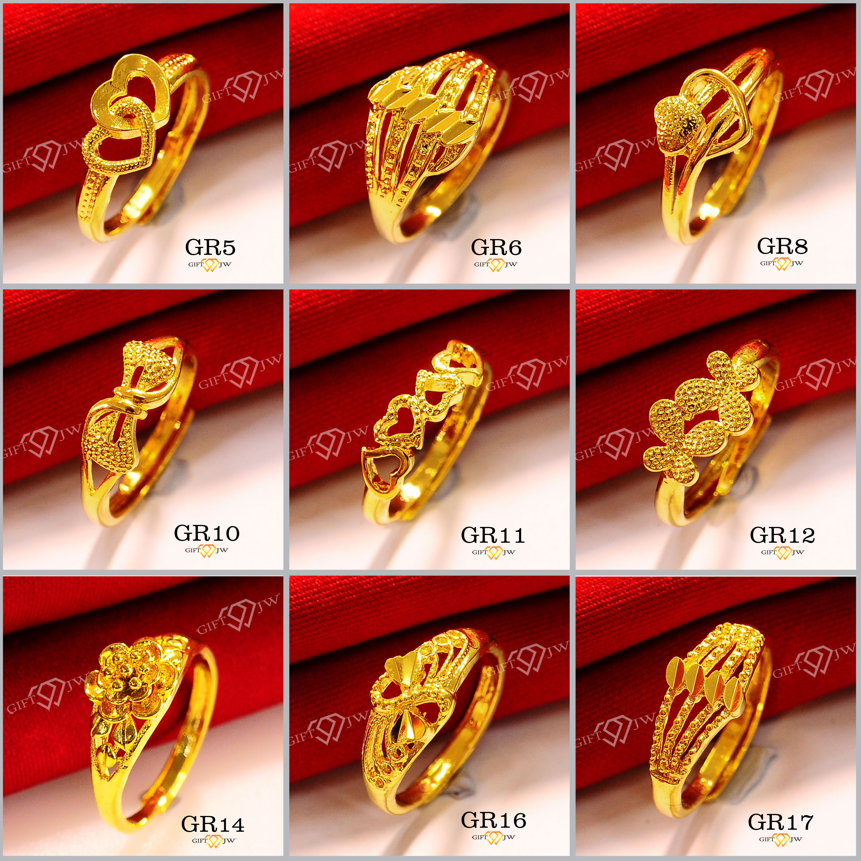 JW Korean Style Adjustable 24k Gold Plated Rings (Adjustable Size 9-16 ...