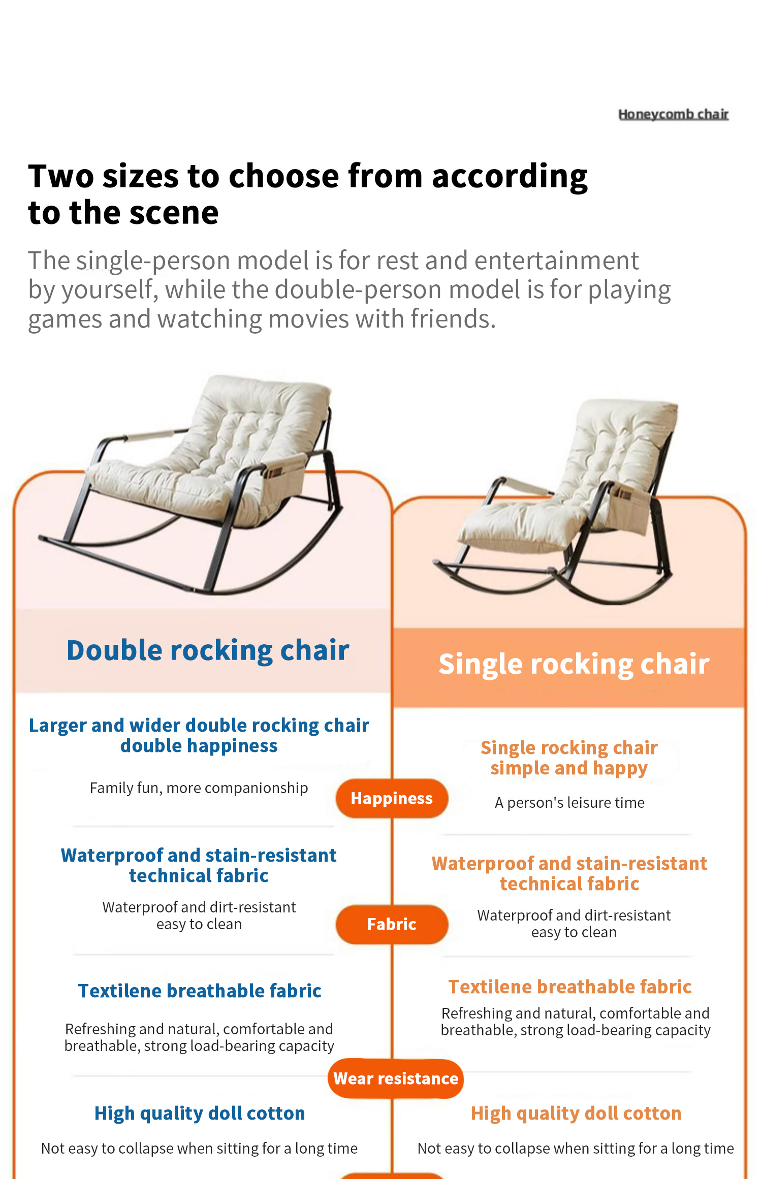 Rocking Chair Adult Double Lazy Sofa Comfortable Lunch Break Lounge ...