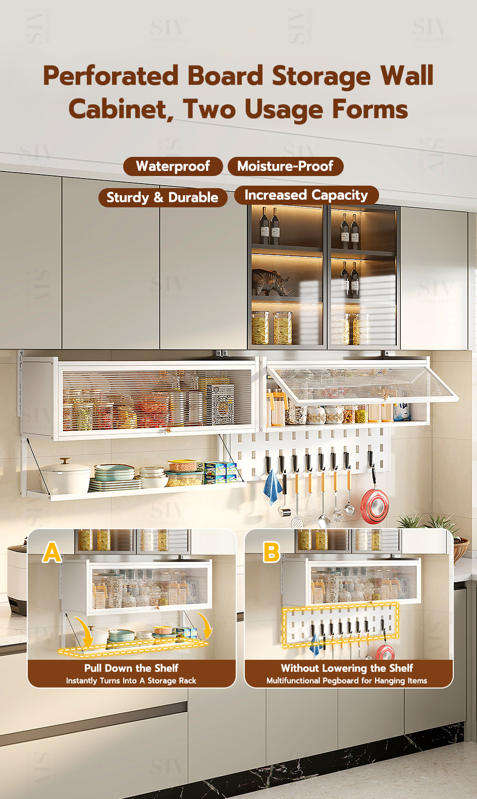 SIV Hanging Kitchen Cabinet Wall Mounted Storage Cabinet Spice Rack ...