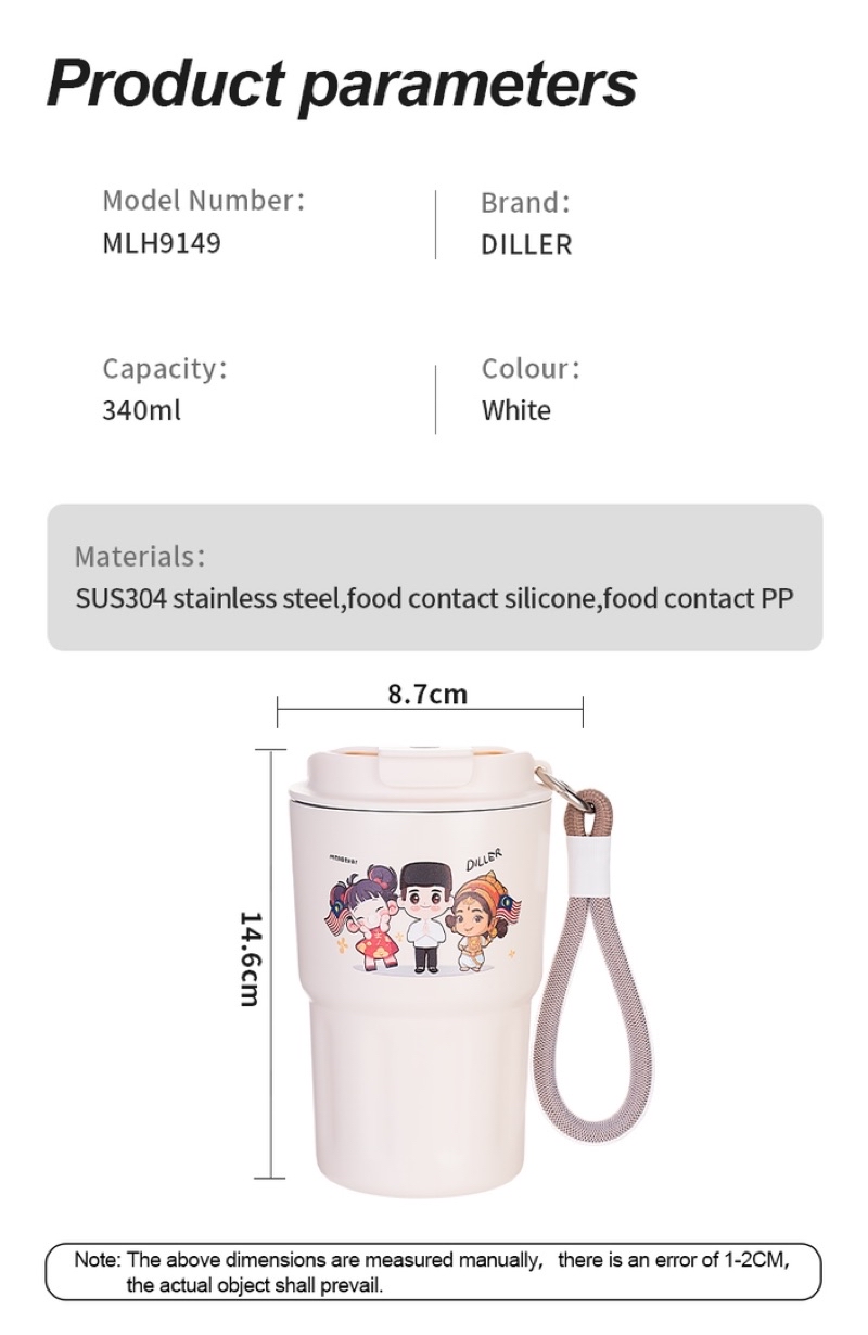 Diller Merdeka Coffee Office SUS304 Travel Direct Drinking Thermo Cup ...