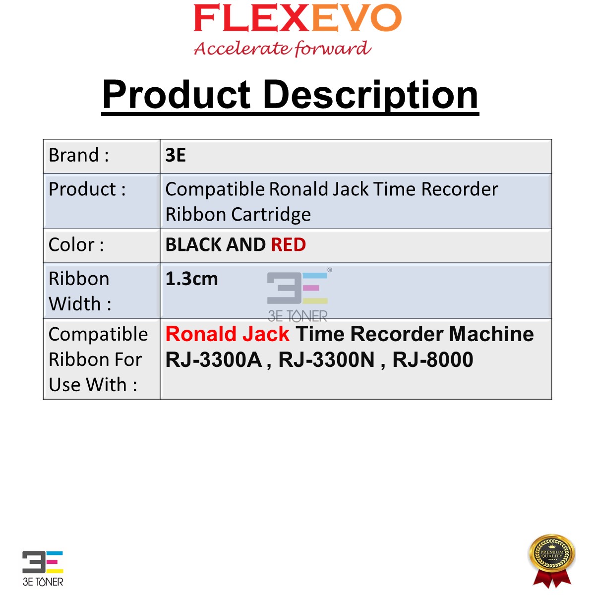 Compatible Ronald Jack 3300 Black Time Recorder Ribbon Cartridge Black ...
