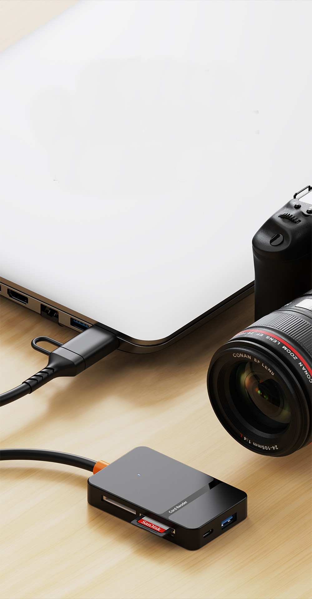 6 IN 1 Camera CF SD TF MS Card Reader USB Type C USB Hub OTG Data ...