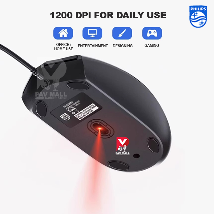 Philips SPK7237 USB Mouse | Wired Optical Mice ( Plug & Play ) for ...