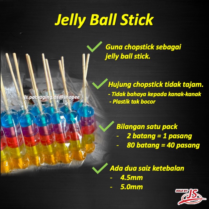 Jelly Ball Stick 40 PAIRS / 80pcs Stick of 4.5mm X 8