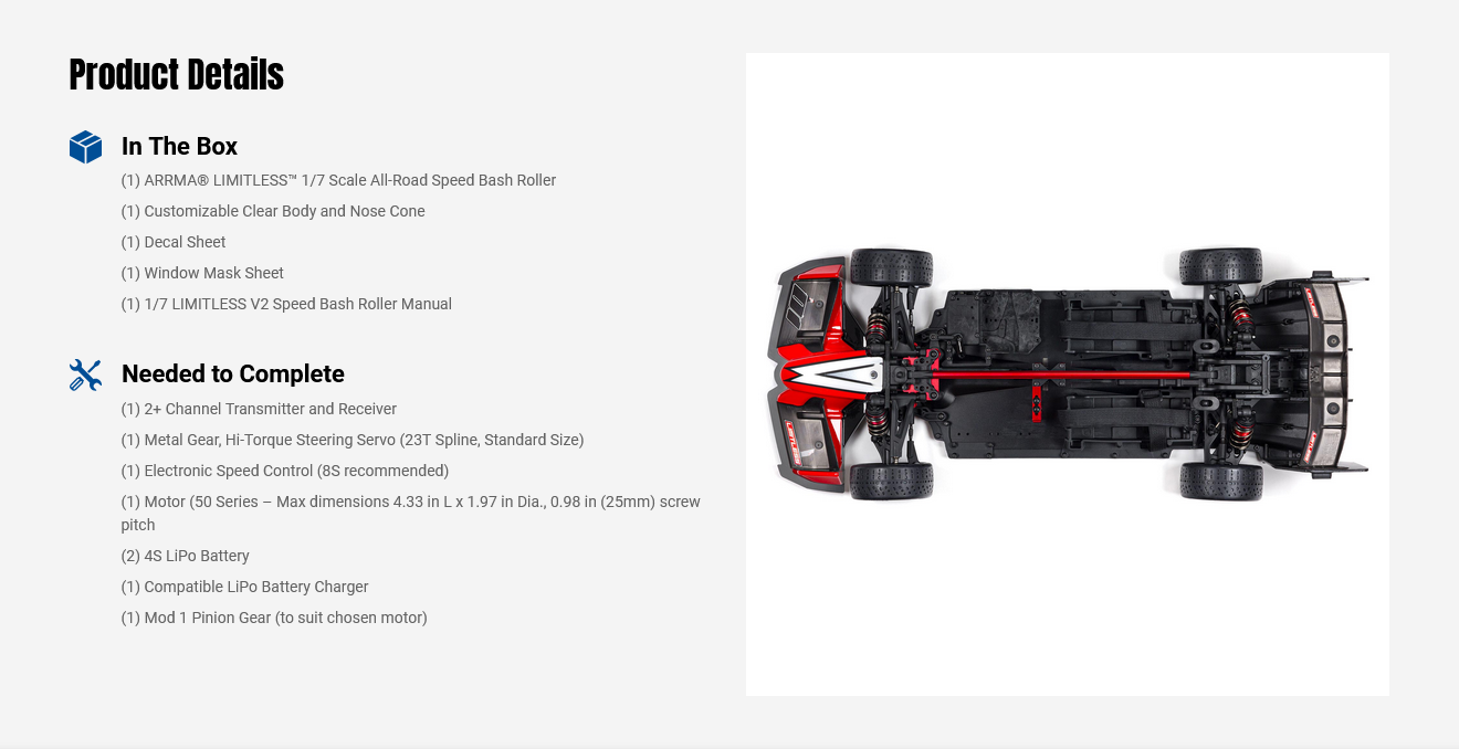 1/7 ARRMA LIMITLESS V2 SPEED BASH MACHINE 4WD All ROAD F1 FULL OPTION ...