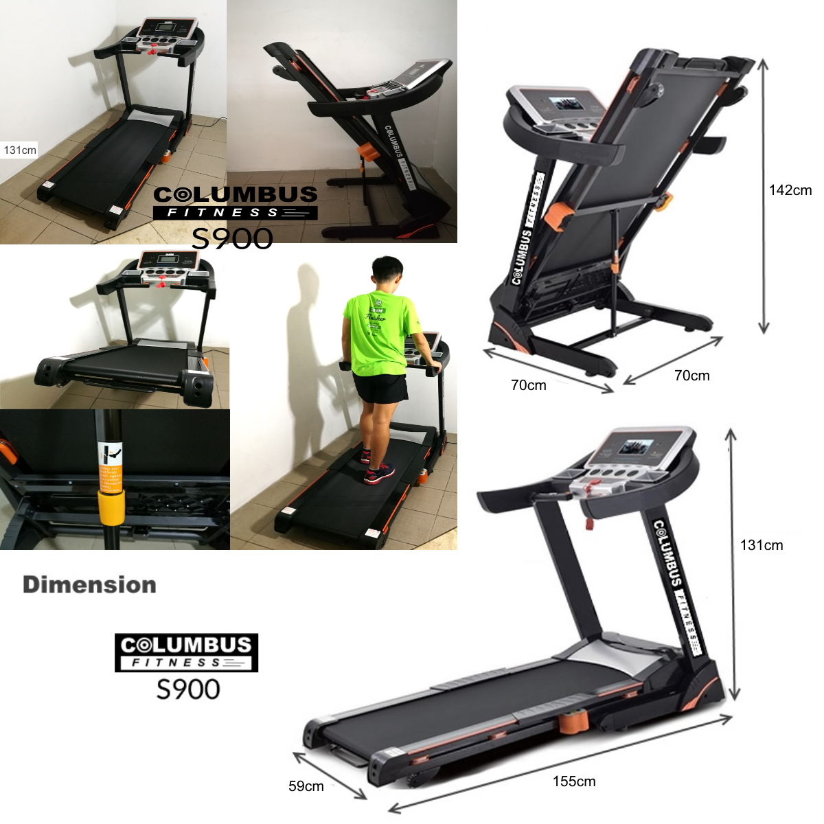 5.0HP Columbus Fitness S900PRO Treadmill Running Machine 15 Levels Auto ...