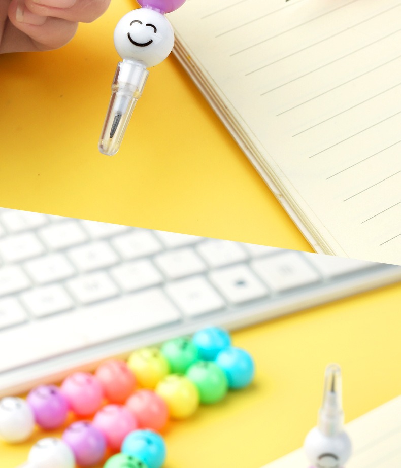 Cute 7Colors Emoji Bullet Round Stacking Crayon Pencil Students Non ...