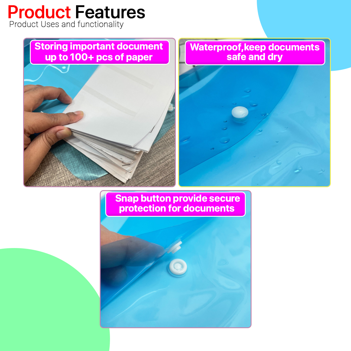 A4 Transparent File Fit 100+ Paper Snap Button Document Filling Folder ...
