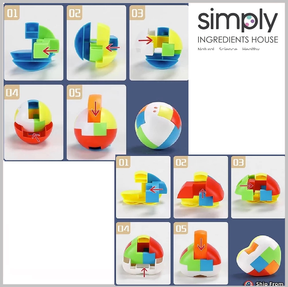 Luban Lock IQ Brain Teaser Educational Toy Kids Montessori 3D Puzzles ...