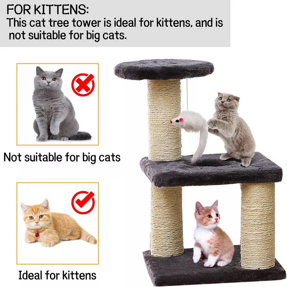 SISAL 3 Layer Mini Square Cat Climbing Tower Cat Tree Scratching Post ...