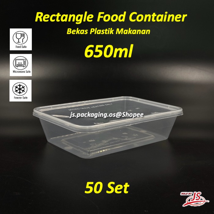 FR650 Microwaveble Rectangular Disposable Plastic Food Container 50Set ...