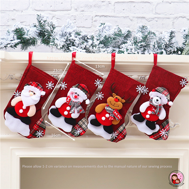 [MALAYSIA STOCK] Christmas Socks Decoration Fireplace Hanging Socks 3D ...