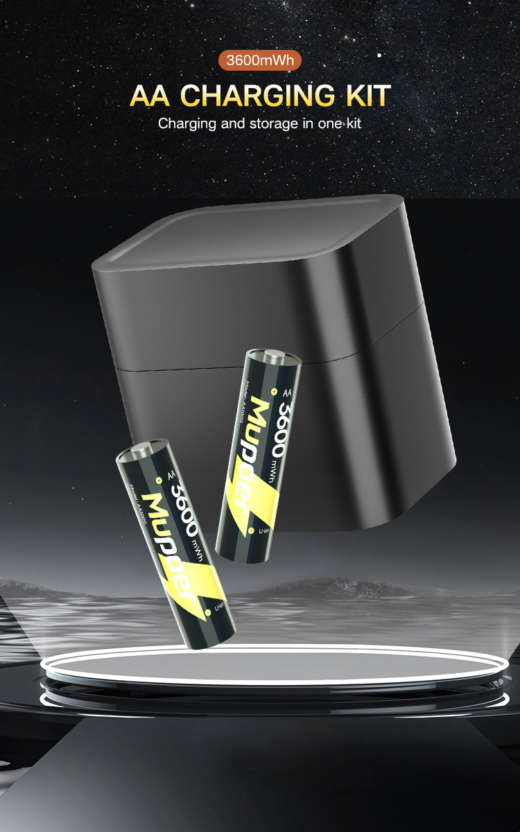 Pilas AA Litio Recargables 1.5V 3600mWh - 4 Unidades, Carga Rápida USB-C, 1500 Ciclos