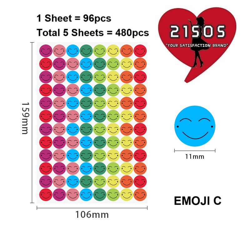 【5 Sheets] Fancy Stickers Emoji Cartoon Self Adhesive Colour Sticker ...