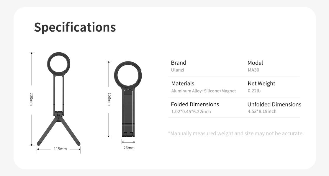 Ulanzi MA30 Carabiner Statief voor mobiele telefoon