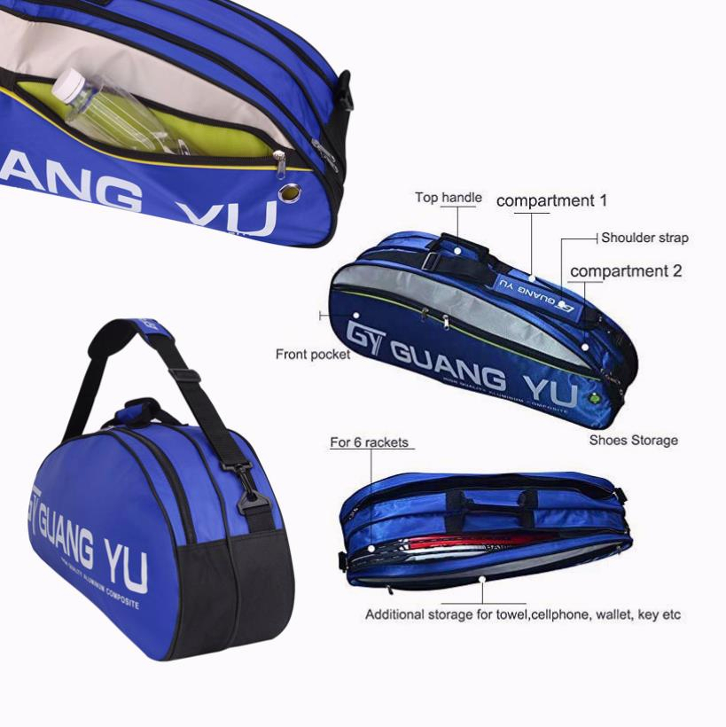 Badminton Bag racket bag badminton 2 Zip With Shoes Compartment Can Fit ...