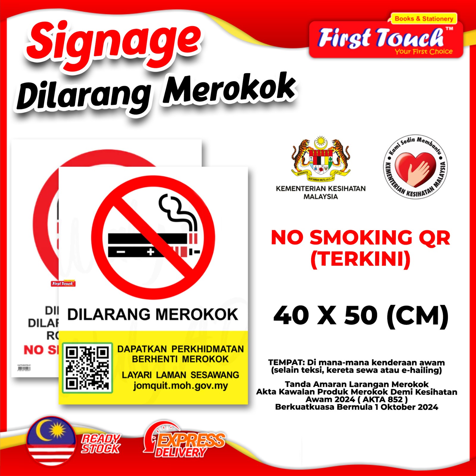[LATEST 2025] No Smoking Dilarang Merokok Papan Tanda No Vaping Art ...
