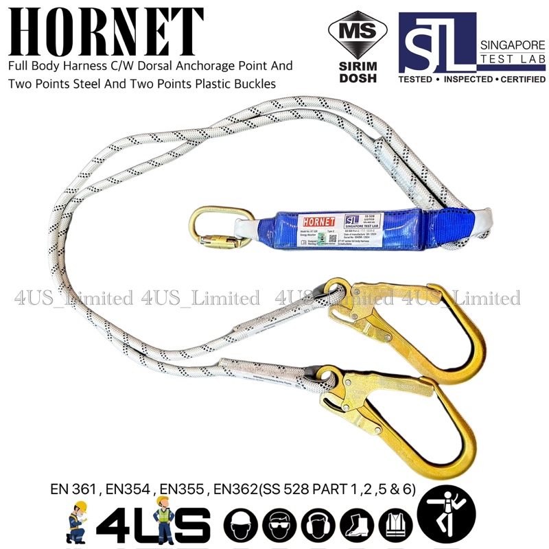 HORNET SAFETY FULL BODY HARNESS FALL PROTECTION WITH POLYAMIDE LANYARD ...