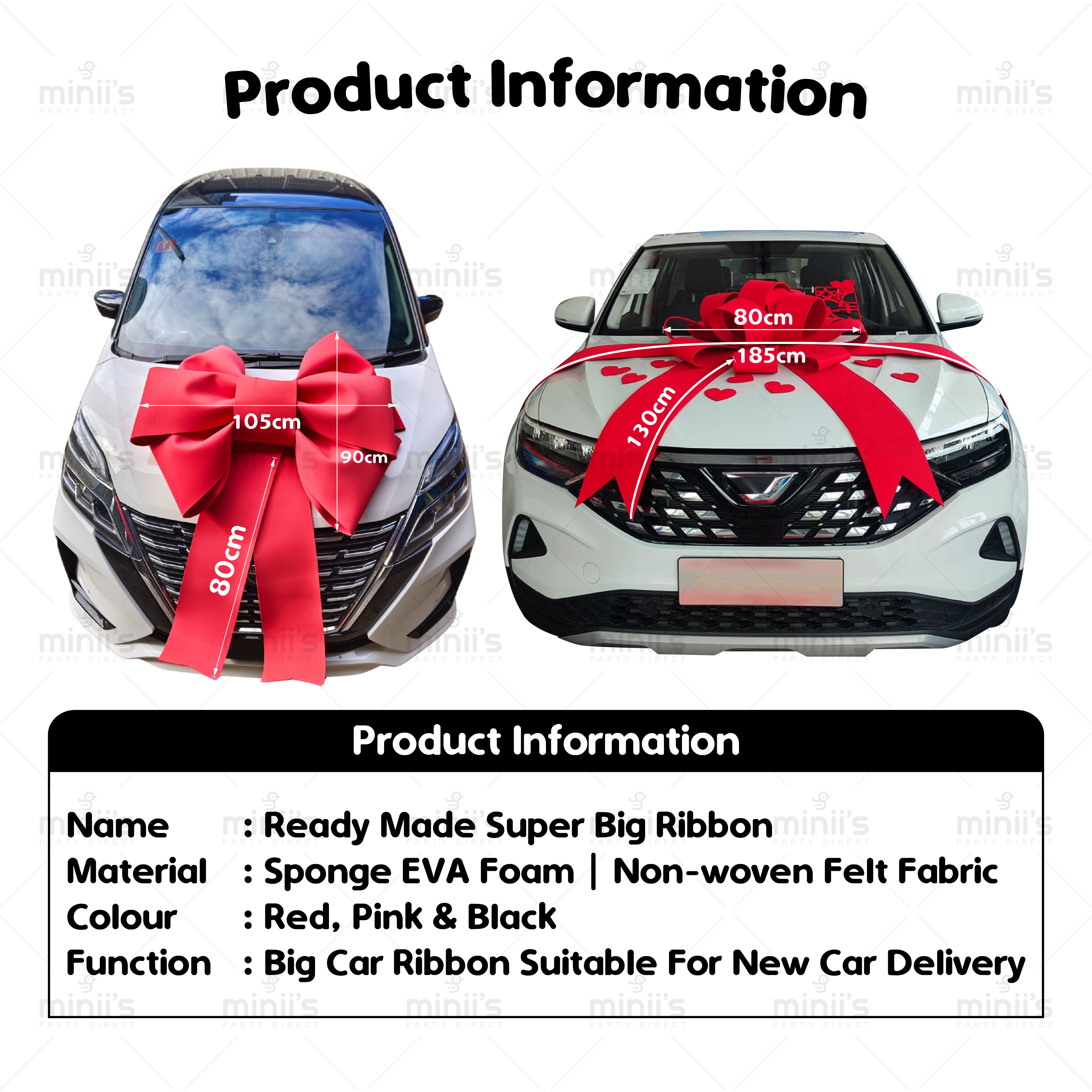 MINIIS Giant Big Ribbon For Car READY MADE Big Car Ribbon Kereta Big ...