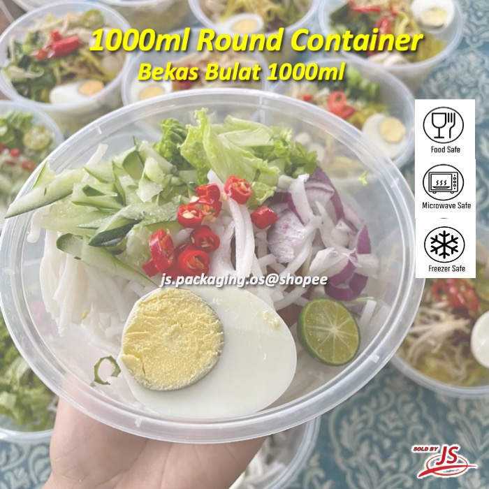Disposable Microwaveable Round Food Container with Lid Bekas Plastik ...
