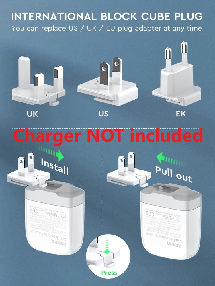 UK 3 PIN EU 2 PIN US CN Japan 2 PIN plug adapter for LDNIO A3511Q ...
