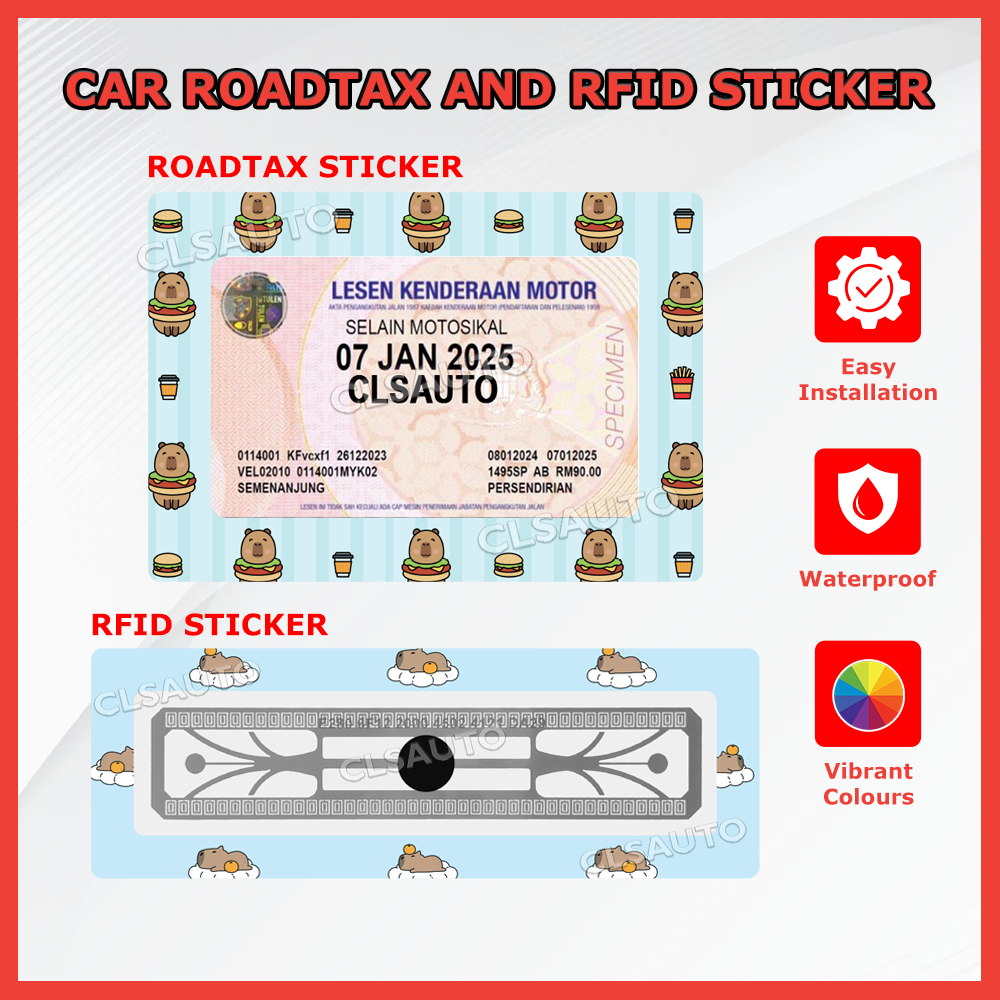 ROADTAX Car Sticker Capybara Cute Cartoon Accessories (ROADTAX Not ...