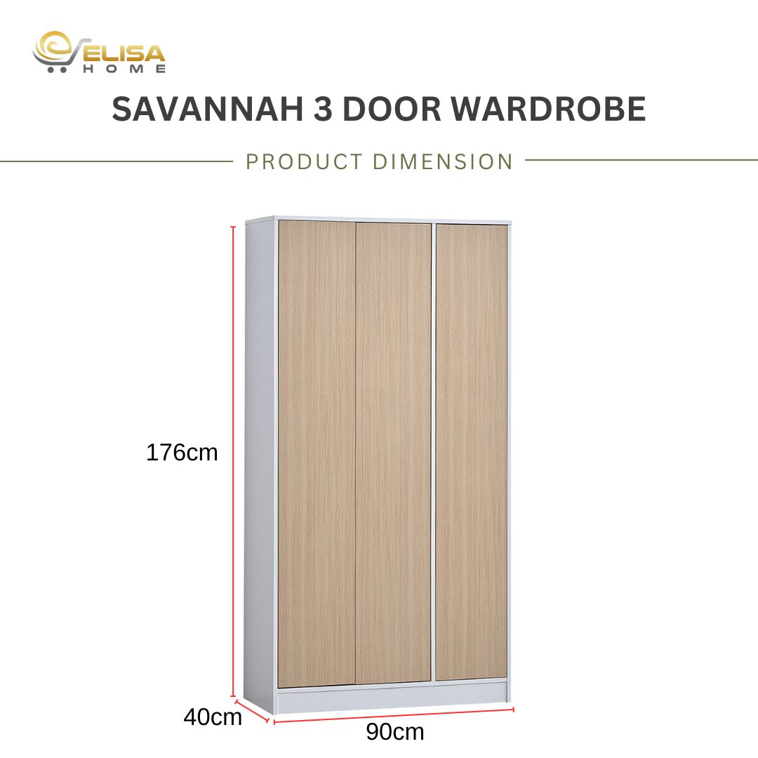 [FREE/LOW SHIPPING] ELISA HOME Savannah XXL 3 Door Wardrobe /Cupboard ...