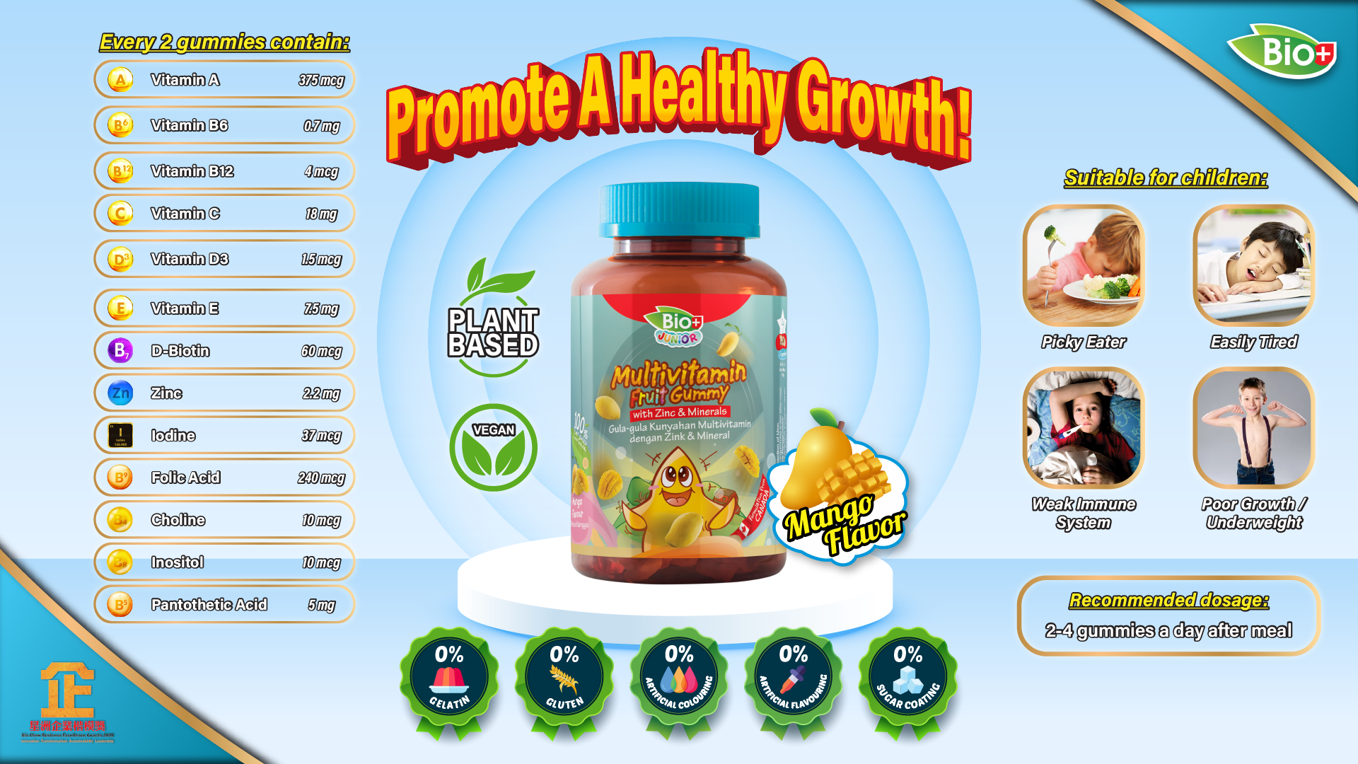 Bio+ Junior Multivitamin FRUIT Gummy with Zinc & Minerals 80's | Shopee ...
